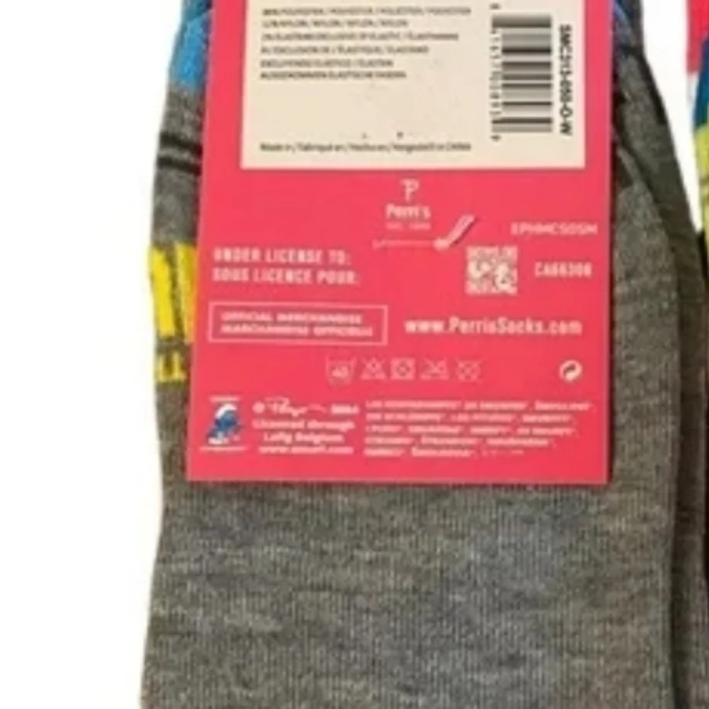 4/$25 Smurf Novelty Socks New Gray Red Smurf Characters Collectible Crew Socks